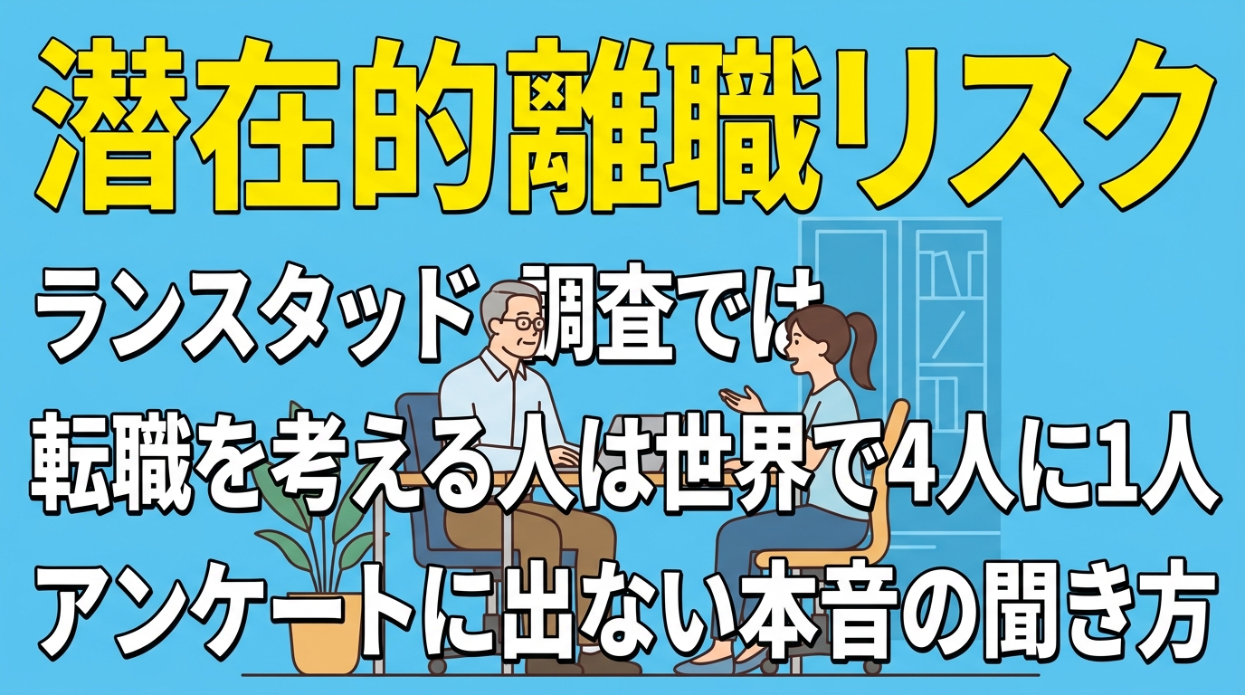 転職を考える人は世界で4人に1人｜姫路の採用定着士が伝える、辞めていない社員の本音を聞くための1on1の頻度と、聞き方の研修が必要な理由
